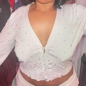 Elegant White Embellished Women's Top